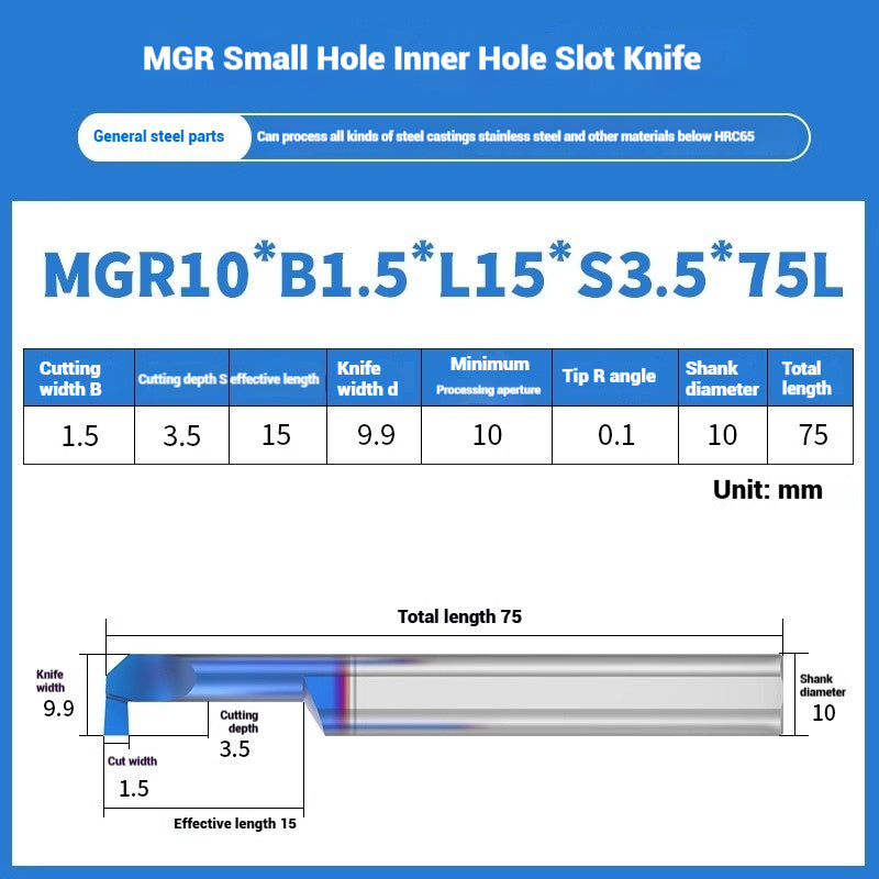 1134-MGR small bore groove cutter wear-resistant micro groove hook cutter CNC tungsten steel alloy small bore cutting groove turning tool Shandong Denso Pricision Tools Co.,Ltd.
